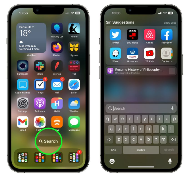 增城苹果手机维修分享升级到 iOS 16 后，如何删除主屏幕上的搜索按钮 