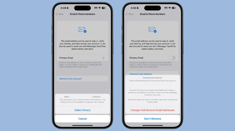 增城苹果手机维修分享苹果 iOS 18.1 支持设置“主要”邮箱地址并更改 iCloud 邮箱 