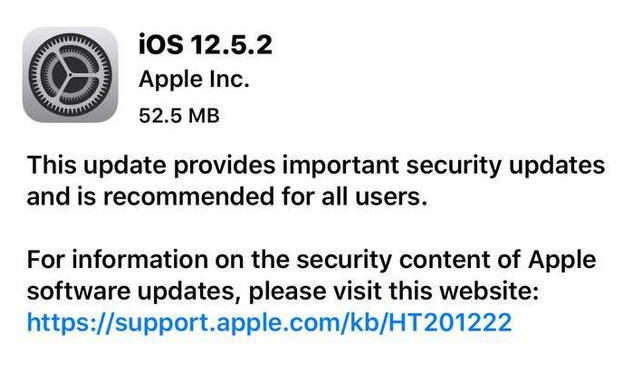 增城苹果手机维修分享iOS12.5.2发布，建议所有老苹果用户安装 